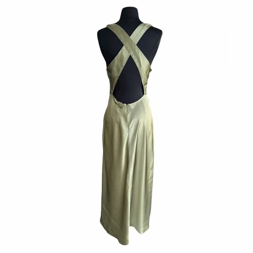 Reformation Cassette Silk Midi Dress Artichoke Green Womens 8 NWT - Picture 8 of 10